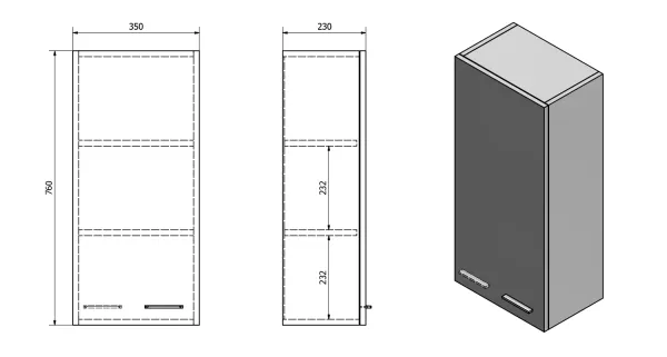 ZOJA/KERAMIA FRESH horní skříňka 35x76x23cm, dub platin (50336)