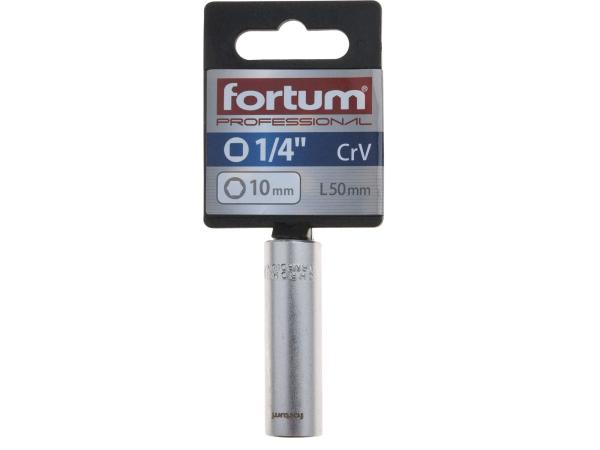 FORTUM 4701523 - hlavice nástrčná prodloužena 1/4", 10mm, L 50mm