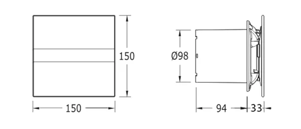 E-100 GSTH koupelnový ventilátor axiální s automatem,4W/8W,potrubí 100mm,stříbr 1