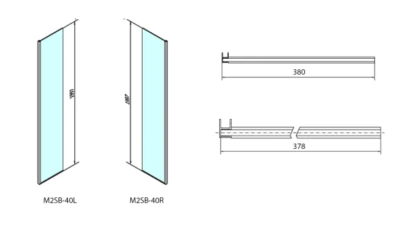 MODULAR SHOWER pevný panel k instalaci na stěnu modulu MS2, 400 mm, levý