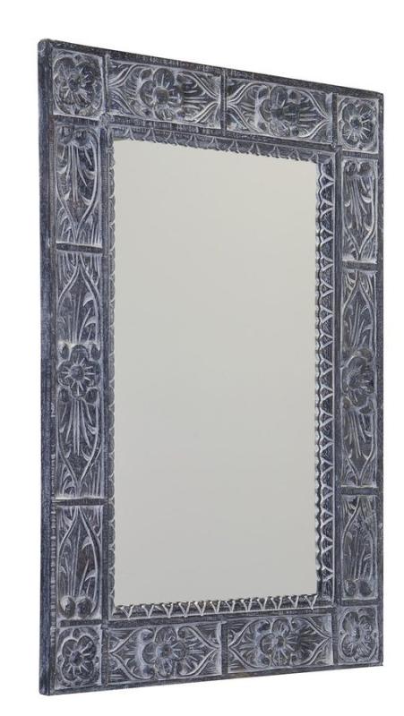 UBUD zrcadlo ve vyřezávaném rámu 70x100cm, šedá