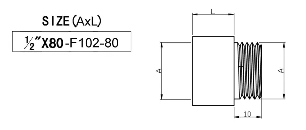 Prodloužení 1/2"x80mm, mosaz (F102-80)