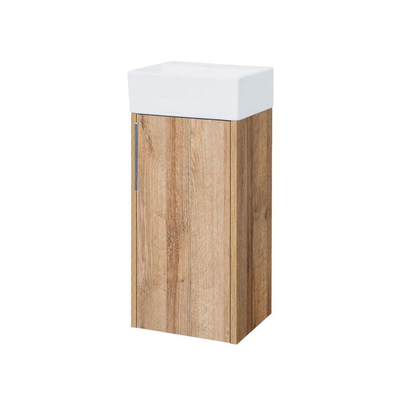 MEREO MP6703 Vigo, koupelnová skříňka s keramickým umývátkem, 33 cm, bílá, dub