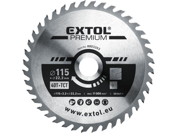 EXTOL PREMIUM 8803203 - kotouč pilový s SK plátky, O 115x2,2x22,2mm, 40T
