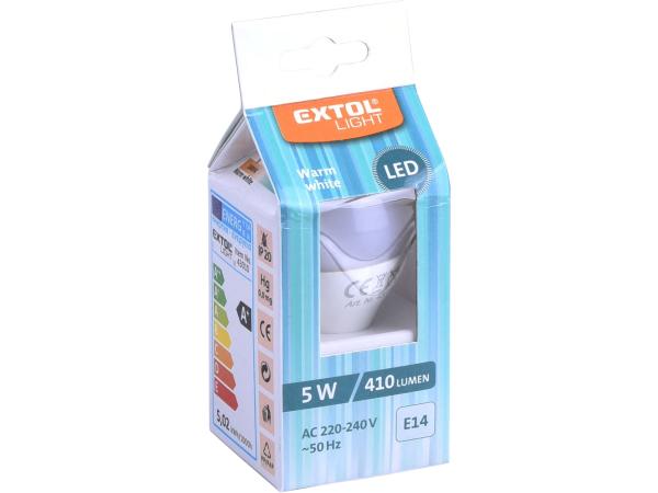 EXTOL LIGHT 43010 - žárovka LED mini, 410lm, 5W, E14, teplá bílá