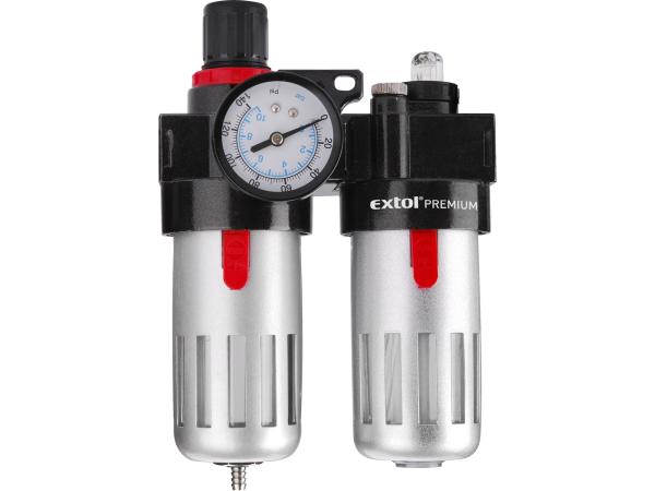 EXTOL PREMIUM 8865105 - regulátor tlaku s filtrem, manometrem a přim. oleje