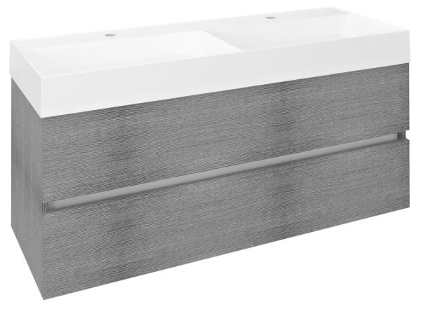 ODETTA umyvadlová skříňka 118x50x43,5cm, dub stříbrný (DT120-1111)