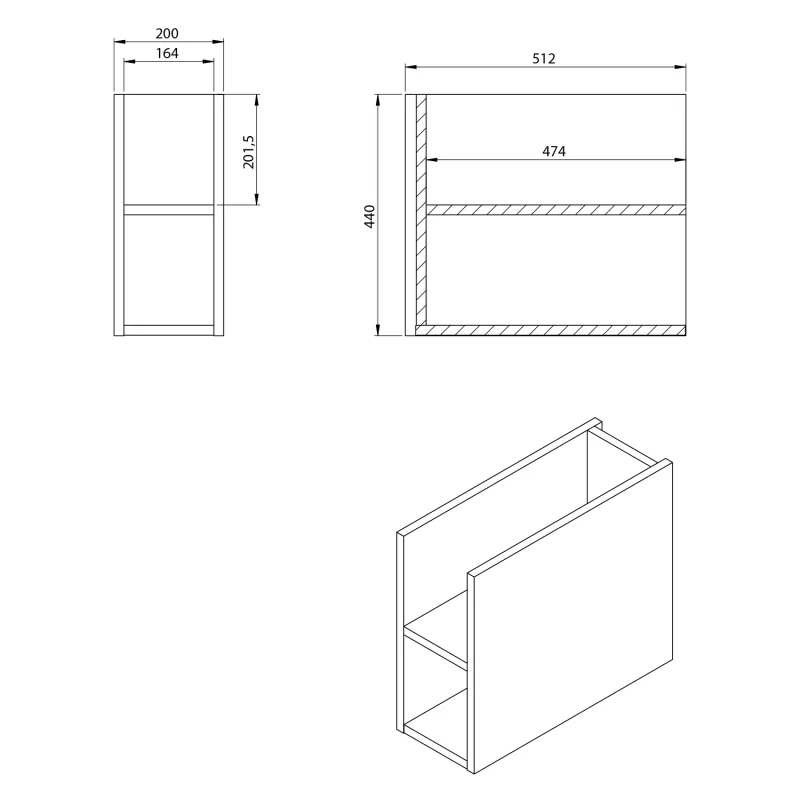 LOREA skříňka s umyvadlem 101x46x51,5cm (80+20cm), levá, bílá mat