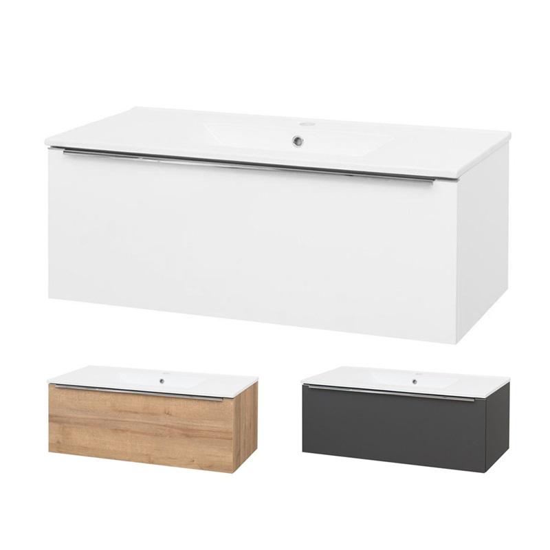 MEREO MP6493 Mailo, koupelnová skříňka s keramickým umyvadlem 101 cm, bílá, dub, antracit