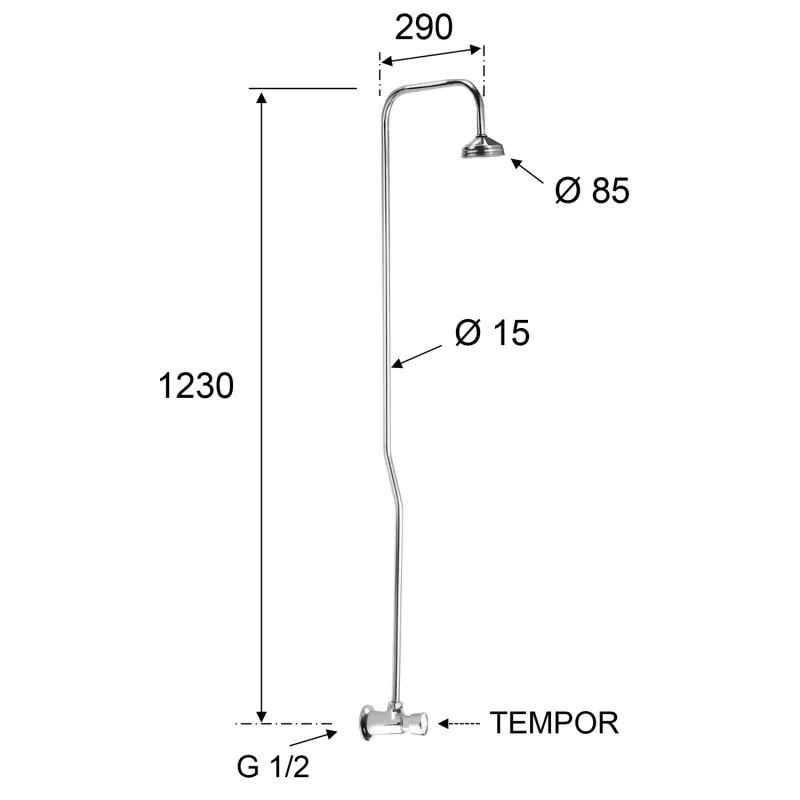 Sprchový sloup s tlačným ventilem, chrom (TEM400)