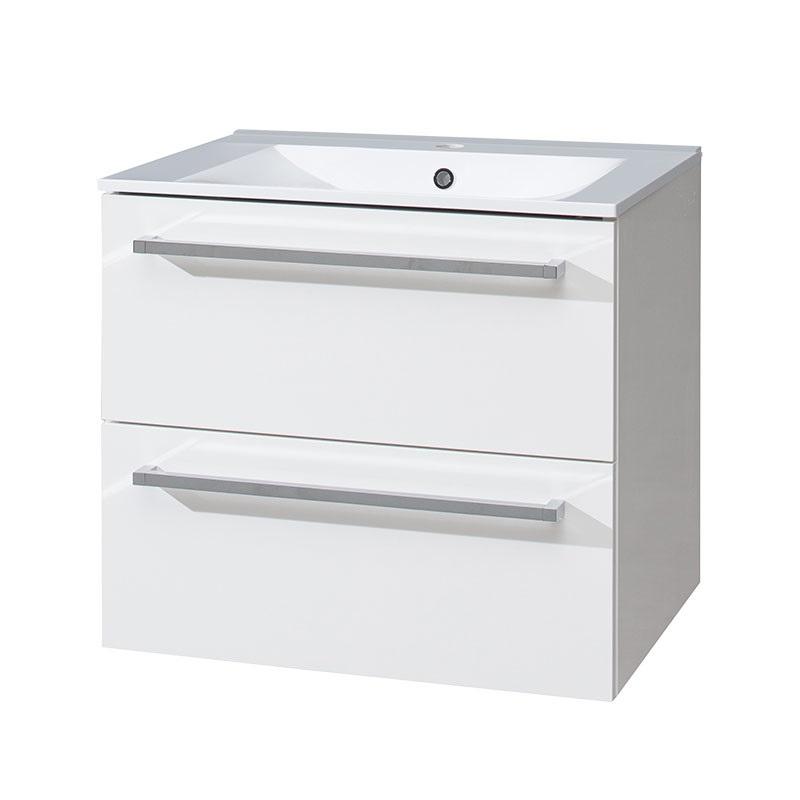 MEREO MP5032 Bino, koupelnová skříňka s keramickým umyvadlem 61 cm, bílá, dub
