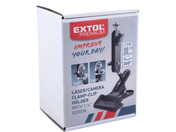 EXTOL PREMIUM 8823923 - držák-klip nastavitelný na laser/kameru, 1/4" šroub