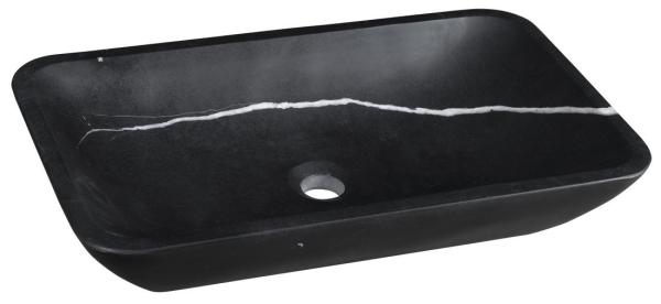 BLOK kamenné umyvadlo 60x11x35 cm hranaté, černý Marquin matný (2401-39)