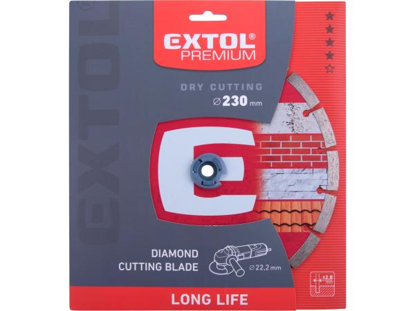 EXTOL PREMIUM 108915 - kotouč diamantový řezný, segmentový Long Life - suché řezání, 230x2