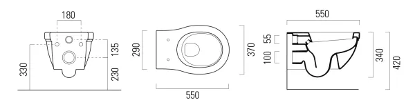CLASSIC závěsná WC mísa, 37x55 cm, bílá ExtraGlaze (871211)