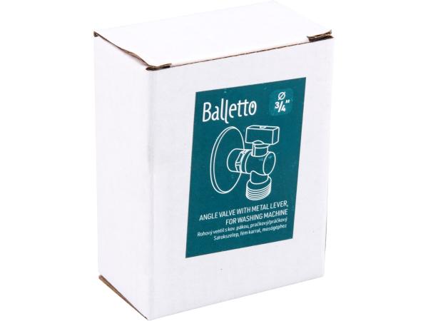 BALLETTO 81152 - ventil rohový s kovovou pákou, pračkový, 1/2"-3/4"