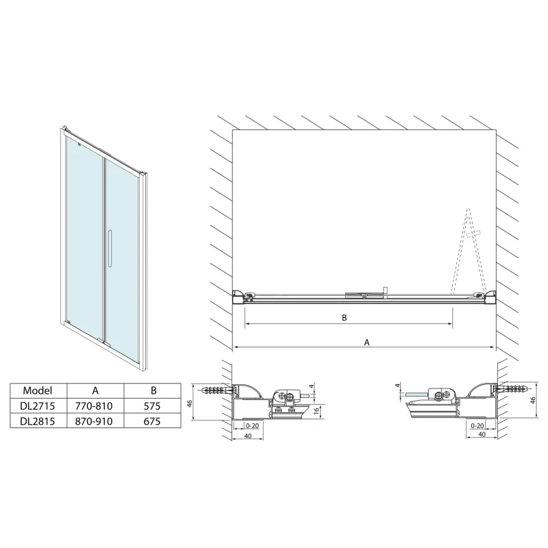 LUCIS LINE skládací sprchové dveře 900mm, čiré sklo (DL2815)