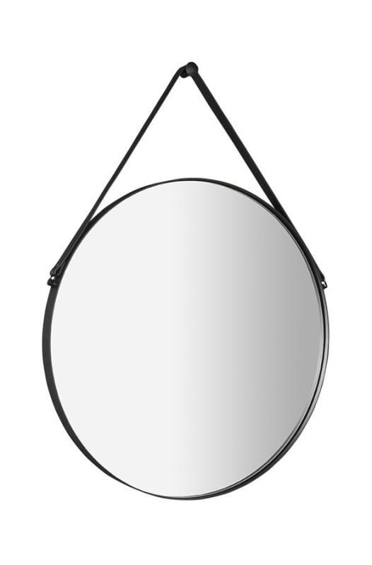 ORBITER zrcadlo kulaté s koženým páskem, ? 50cm, černá mat (ORT050)