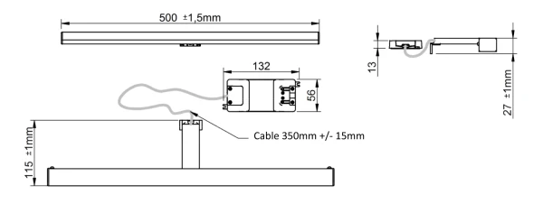 ALBA 4 LED svítidlo, 500x30x120 mm, 6 W, 230 V, IP44, chrom 25868CI 2