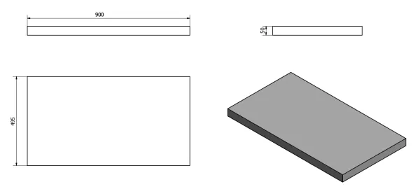 AVICE deska 90x50cm, šedý kámen (AV0910)