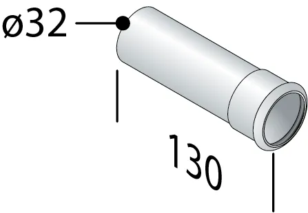Prodlužovací trubka sifonu s přírubou 32/130mm, chrom (100.130.5)