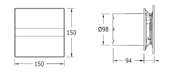 E-100 GBTH koupelnový ventilátor axiální s automatem,4W/8W,potrubí 100mm,černá 1