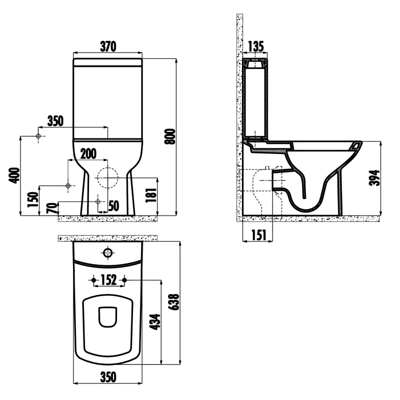 LARA WC kombi, spodní/zadní odpad, černá mat (LR360)