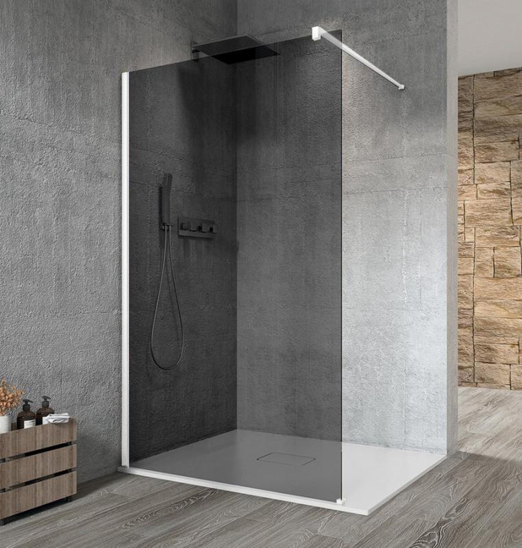 VARIO WHITE jednodílná sprchová zástěna k instalaci ke stěně, kouřové sklo, 900 mm (GX1390GX1015)
