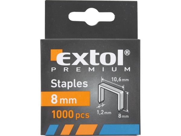 EXTOL PREMIUM 8852202 - spony, balení 1000ks, 8mm, 10,6x0,52x1,2mm