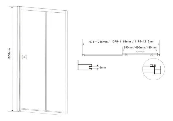 AMADEO posuvné sprchové dveře 1100 mm, sklo BRICK (BTS110)