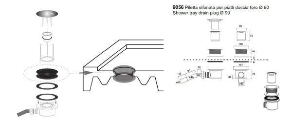 RETRO vaničkový sifon, průměr otvoru 90 mm, krytka bronz (905693)