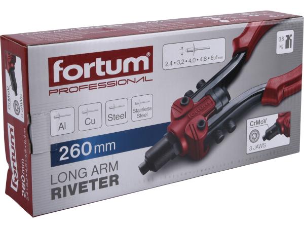 FORTUM 4770611 - kleště nýtovací pákové, 2,4-6,4mm, 260mm