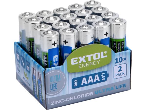 EXTOL ENERGY 42002 - baterie zink-chloridové, 20ks, 1,5V AAA (R03)