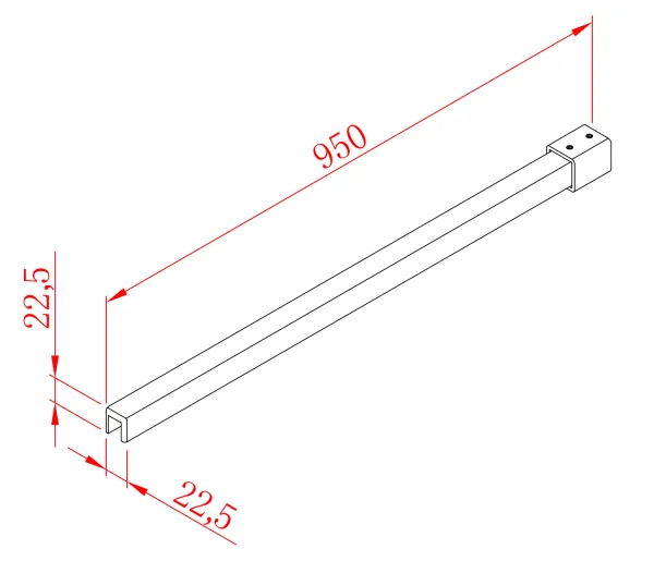 Vzpěra k MS na sklo, 950 mm, chrom (MSBR3)