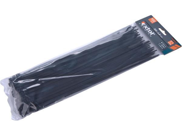 EXTOL PREMIUM 8856162 - pásky stahovací na kabely černé, 300x4,8mm, 100ks, nylon PA66