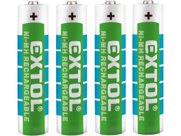 EXTOL ENERGY 42060 - baterie nabíjecí, 4ks, AAA (HR03), 1,2V, 1000mAh, NiMh
