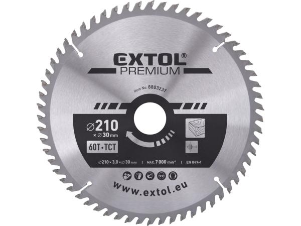 EXTOL PREMIUM 8803237 - kotouč pilový s SK plátky, O 210x3,0x30mm, 60T