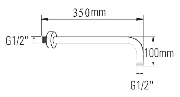 Sprchové ramínko 350 mm, chrom, tvar L (BR351)