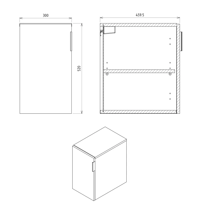 CIRASA skříňka spodní dvířková 30x52x46cm, pravá/levá, dub alabama strip/dub alabama