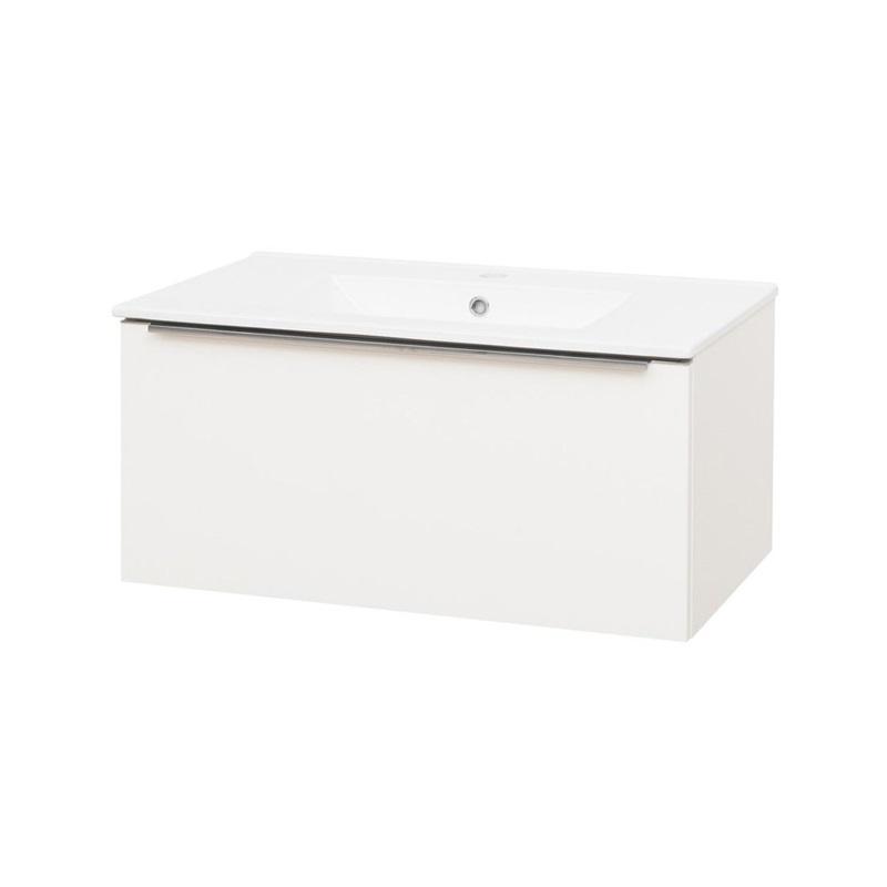 MEREO MP6491 Mailo, koupelnová skříňka s keramickým umyvadlem 81 cm, bílá, dub, antracit