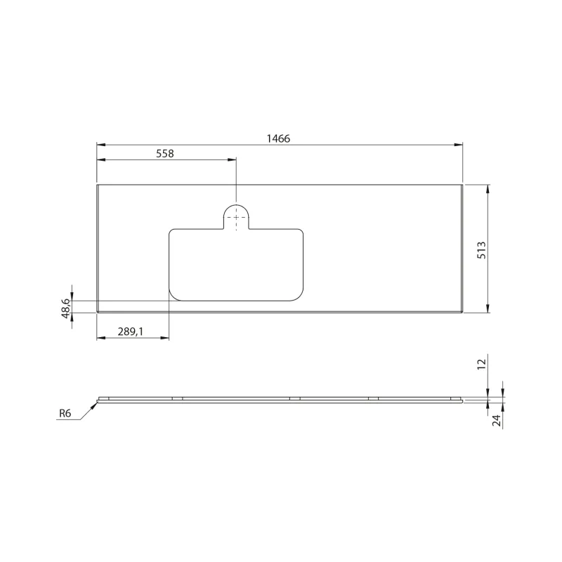 BRAHEA deska rockstone s otvorem 146,6x51,5cm, levá, bílá mat 1