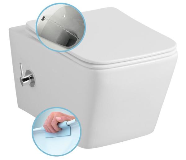 PORTO závěsná WC mísa Rimless, integrovaná baterie a bidet. sprška, 36x52 cm, bílá (PZ102RX)