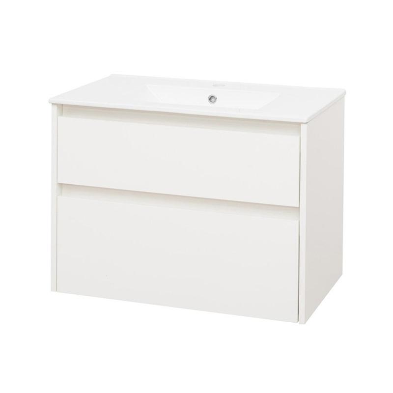 MEREO MP6467 Opto, koupelnová skříňka s keramickým umyvadlem 81 cm, bílá, dub, bílá/dub, černá