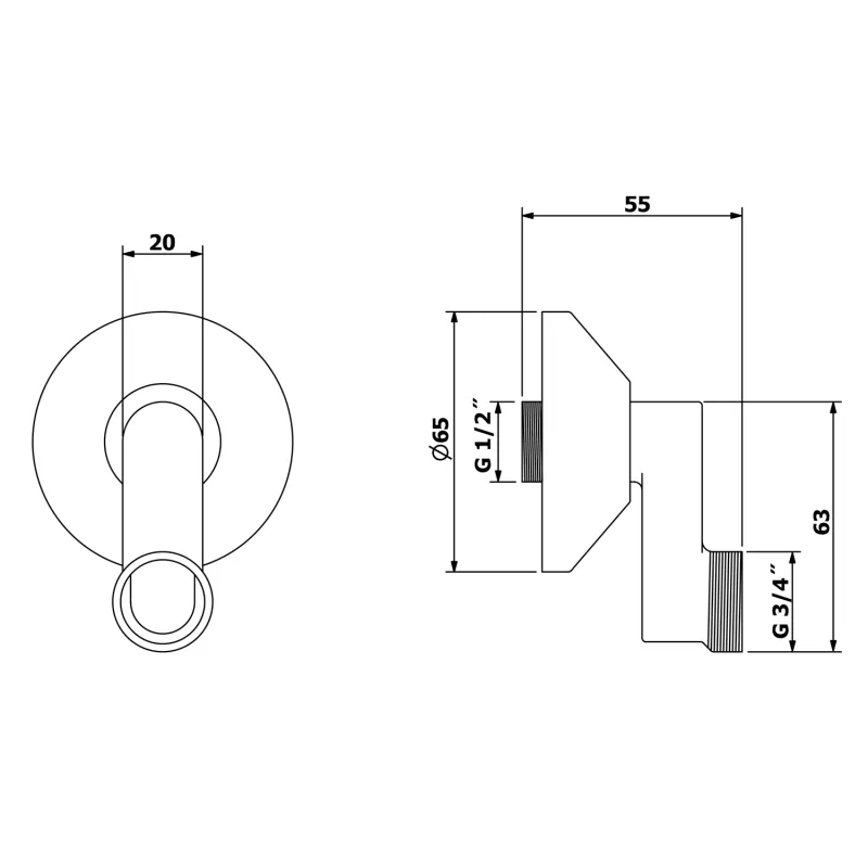 Excentr s chromovou krycí růžicí za baterii 1/2" x 3/4" - 100(150)mm, ks
