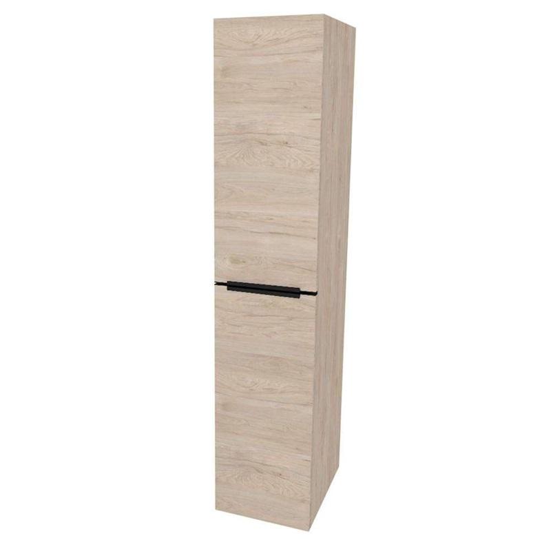 Mailo, koupelnová skříňka vysoká 170 cm, černé madlo, Multidecor, Light Rock Hickory