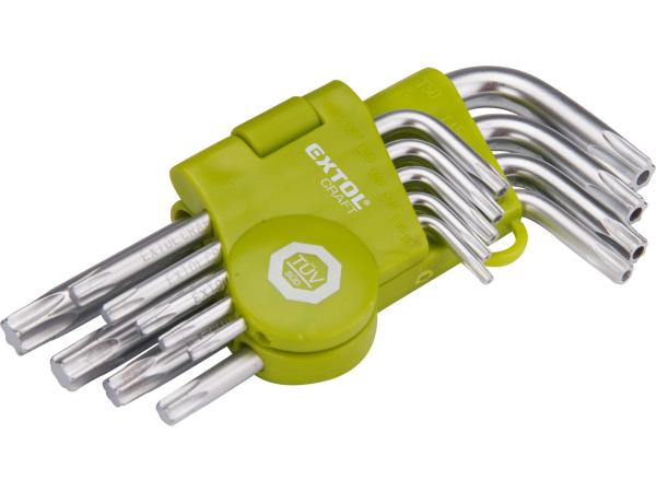 EXTOL CRAFT 66010 - L-klíče TORX, sada 9ks, T 10-50, krátké