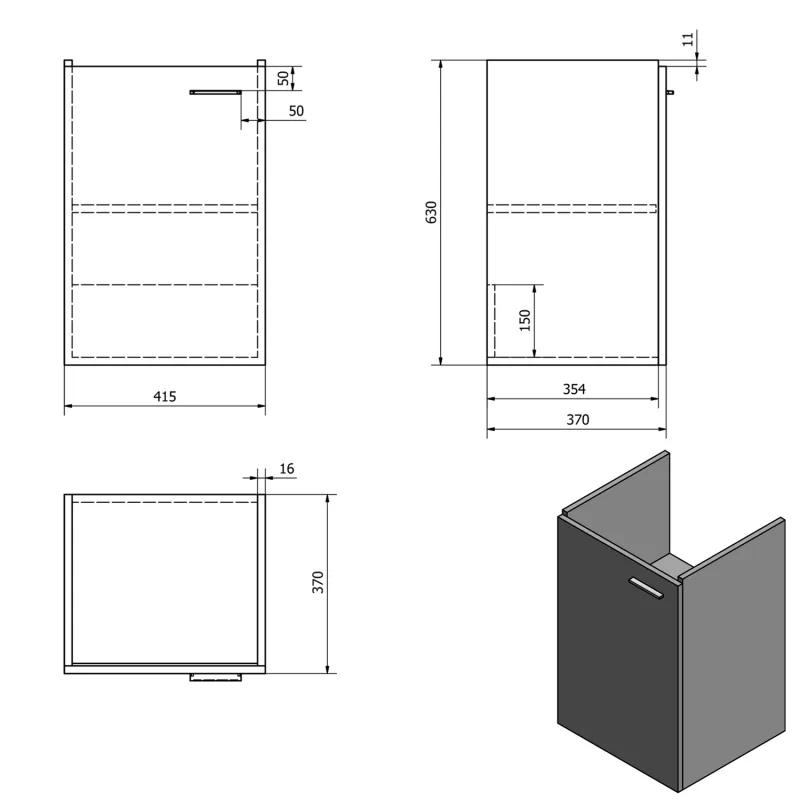 ZOJA umyvadlová skříňka 41,5x63x37,6cm, bílá (56372)