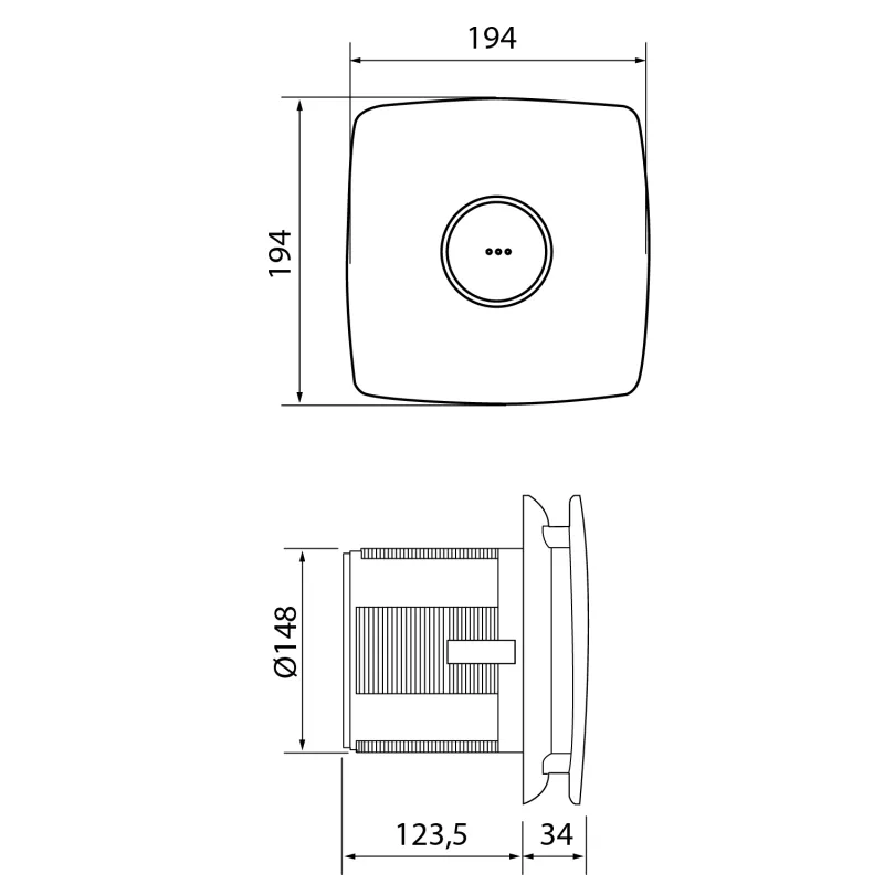 X-MART 15 koupelnový ventilátor axiální, 25W, potrubí 150mm, bílá 1