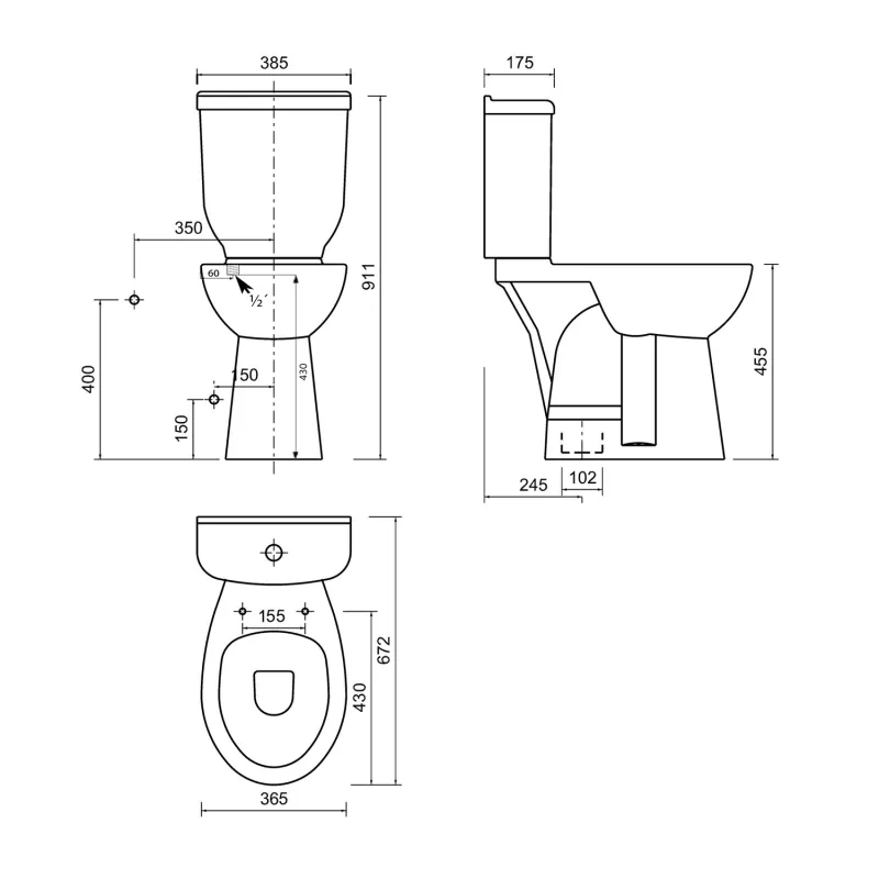 HANDICAP WC kombi zvýšený sedák, spodní odpad, bílá (BD301.410.00)