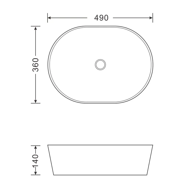 Keramické umyvadlo na desku 49x36 cm, bílá CA490